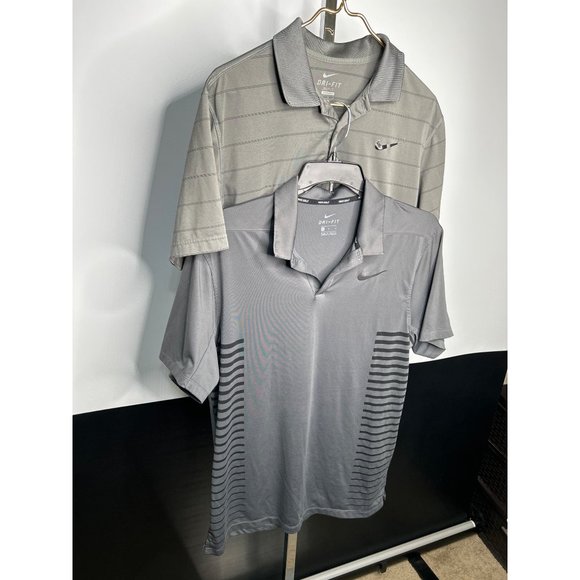 BUNDLE Lot of 2 Nike Mens Golf Polo Shirts Gray Medium Dri Fit - Picture 3 of 9